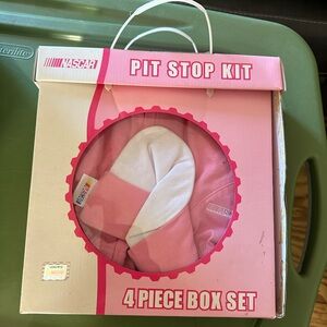 Vintage Tony Stewart NASCAR Pink & White 4 Piece Baby Gift Set